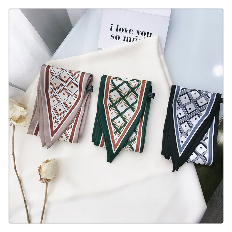 Jane Eyre Silk Scarf Wholesale, pointed-corner autumn and winter ribbon long scarf, women's narrow narrow Korean multi-functional versatile decorative small neckerchief and hair band detail image 9