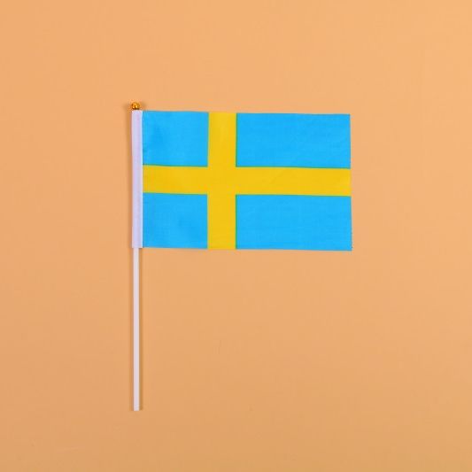 14*21瑞典8号手摇旗带杆子外国世界旗