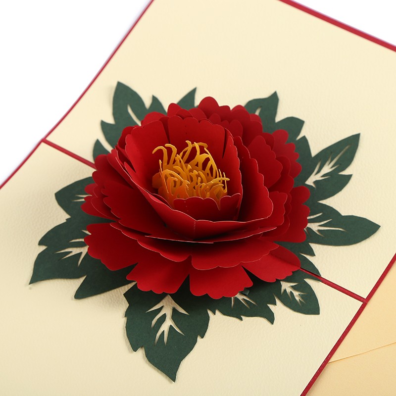 厂家批发创意3D立体贺卡情人教师节纸质牡丹鲜花感谢祝福礼物贺卡详情图4