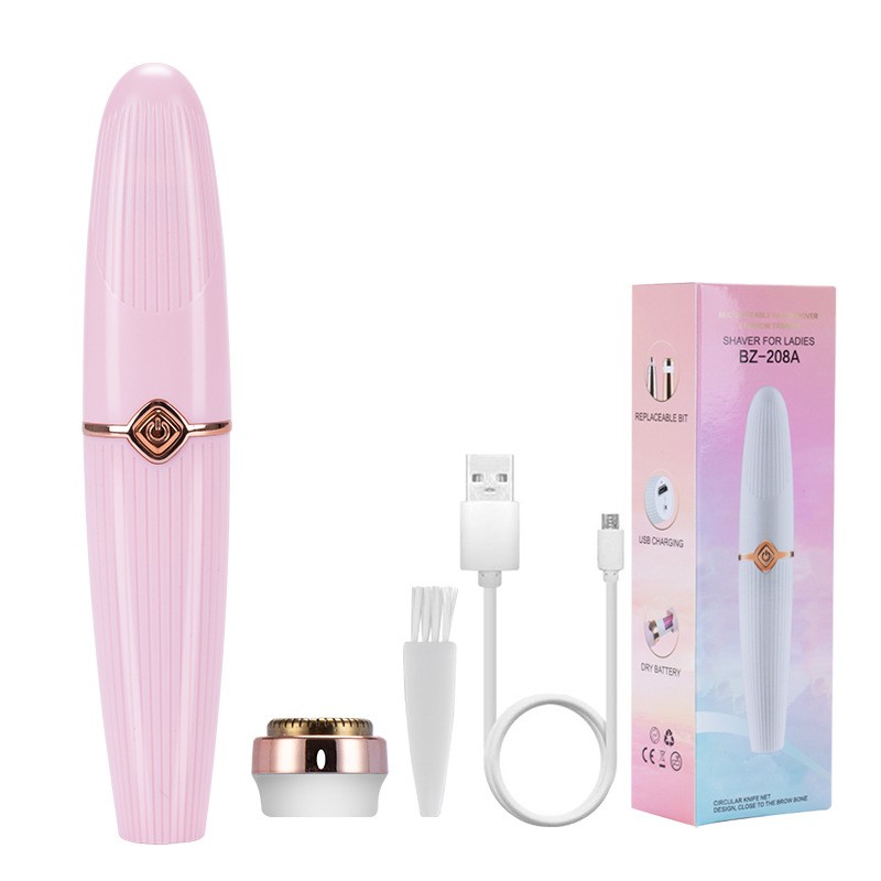 2021 Cross-border New Women's Hair Remover 2-in-1 Lipstick Hair Remover Mini Facial Hair Remover Electric Eyebrow Trimmer detail image 2