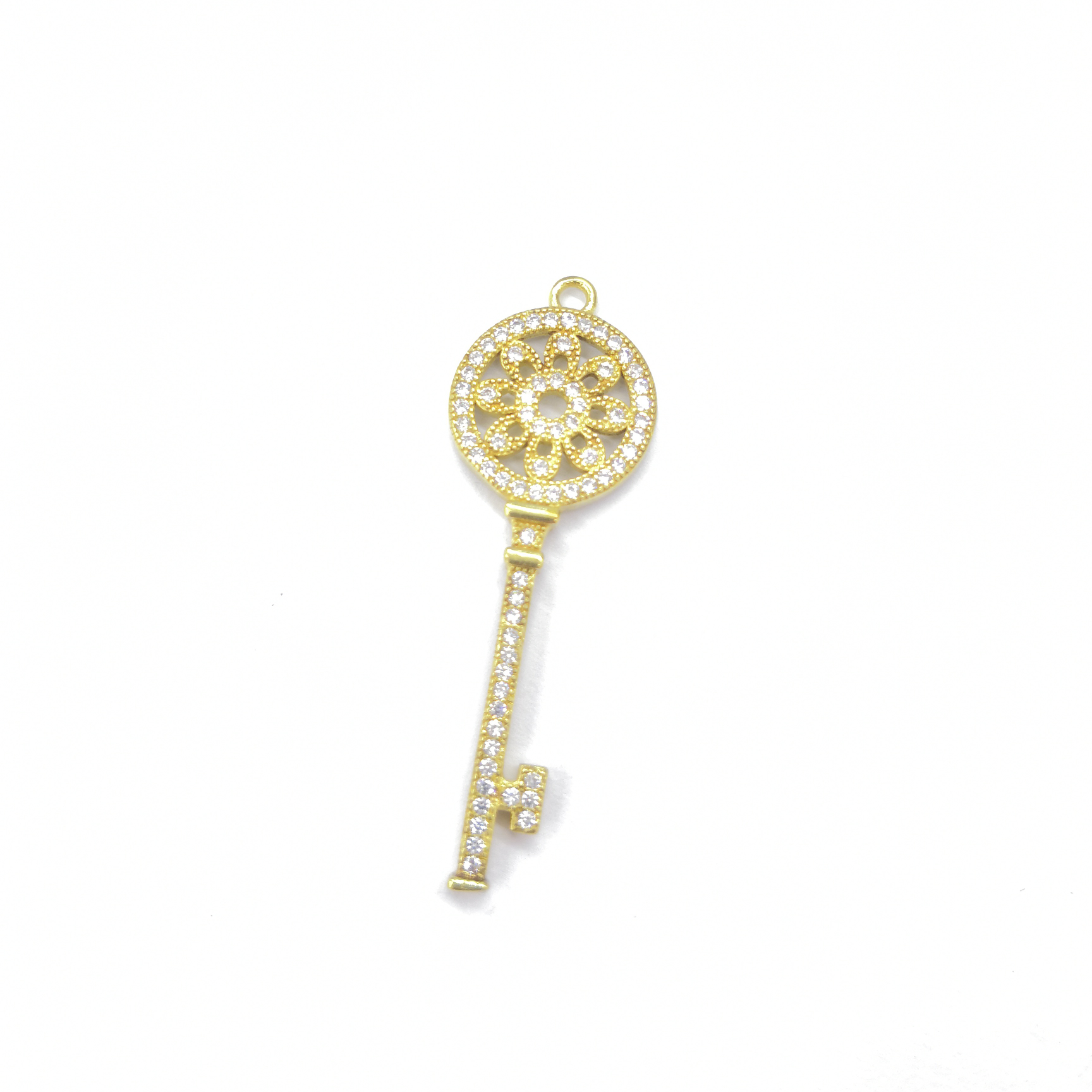 Cast copper with flower key set with diamond