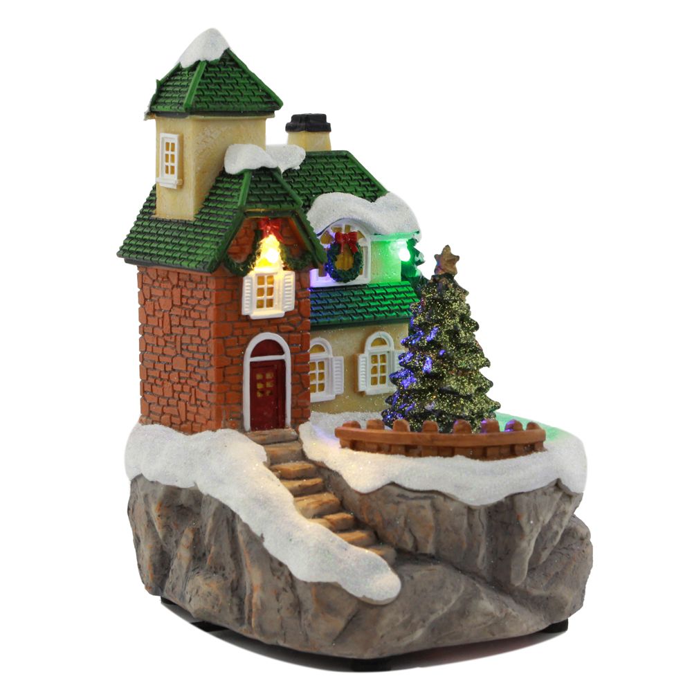 手工彩绘来图定制欧式小房子建筑模型小号带灯教堂摆件