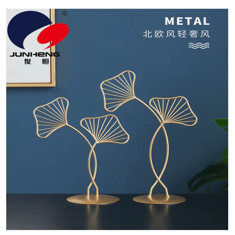 Nordic light luxury golden ironwork ginkgo leaf ornaments, living room wine cabinet tabletop decoration handicrafts display pic 5