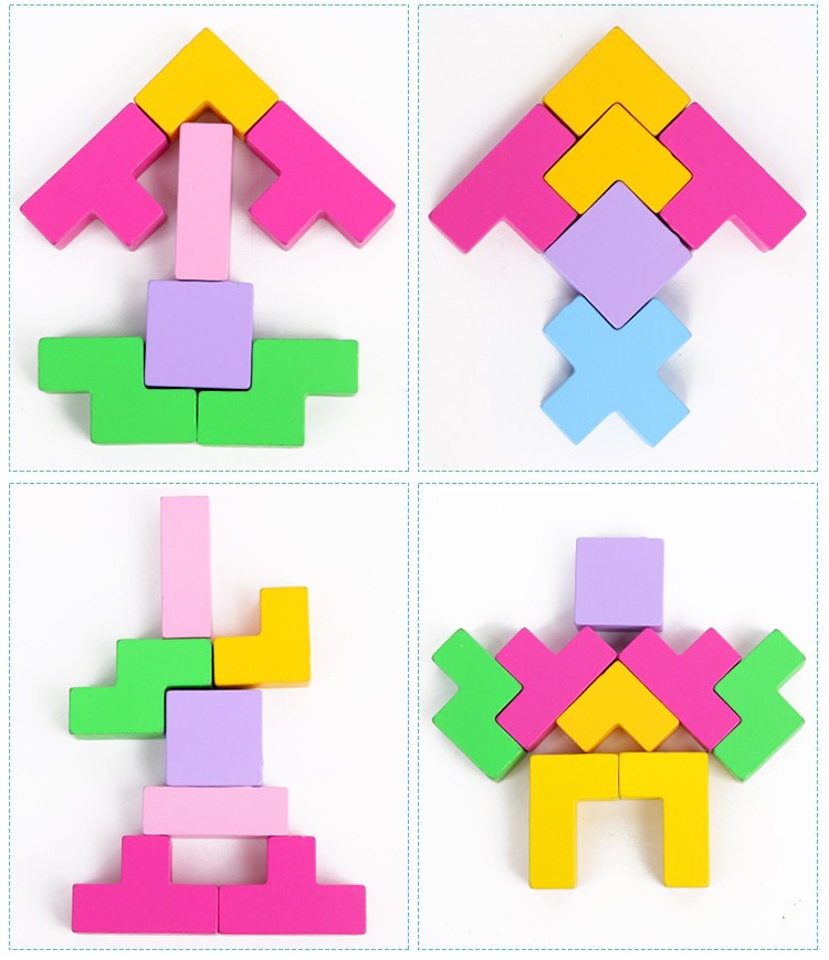 The wooden toy Tetris balance game is highly entertaining, with rich colors. It helps cultivate logical thinking ability. The parent-child interactive game exercises hand-eye coordination. Early education and enlightenment toys accompany you to success detail image 12