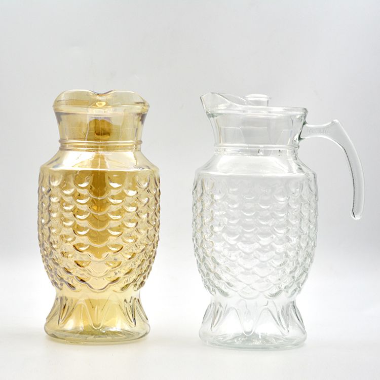 Household mermaid glass cold water bottle, electroplated juice bottle J-125YL