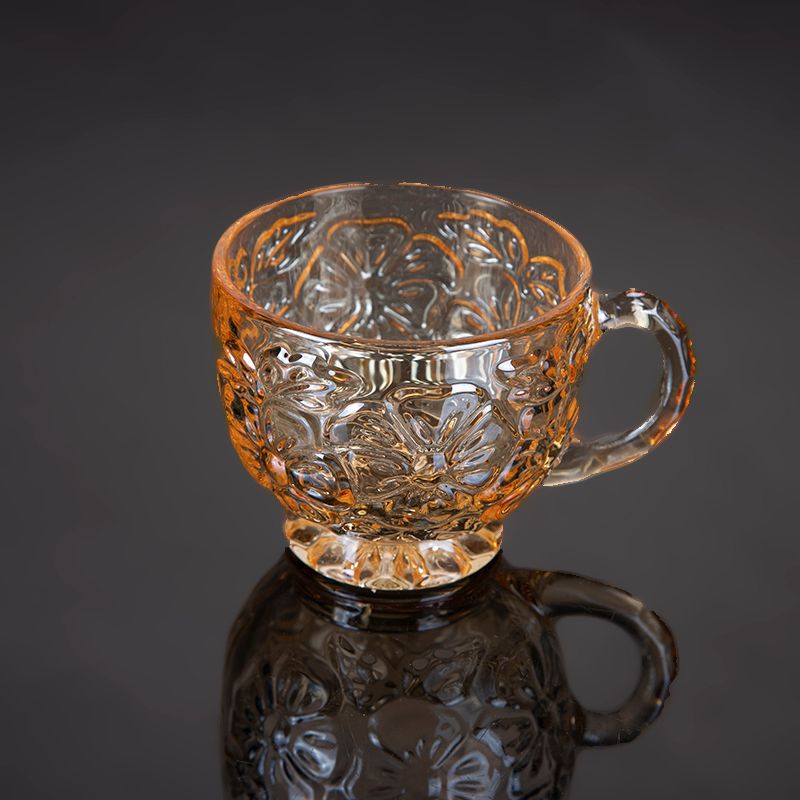 Tea cup set of 6 cups plus a tray of amber electroplated BMPE-HL05-6THP Specification image