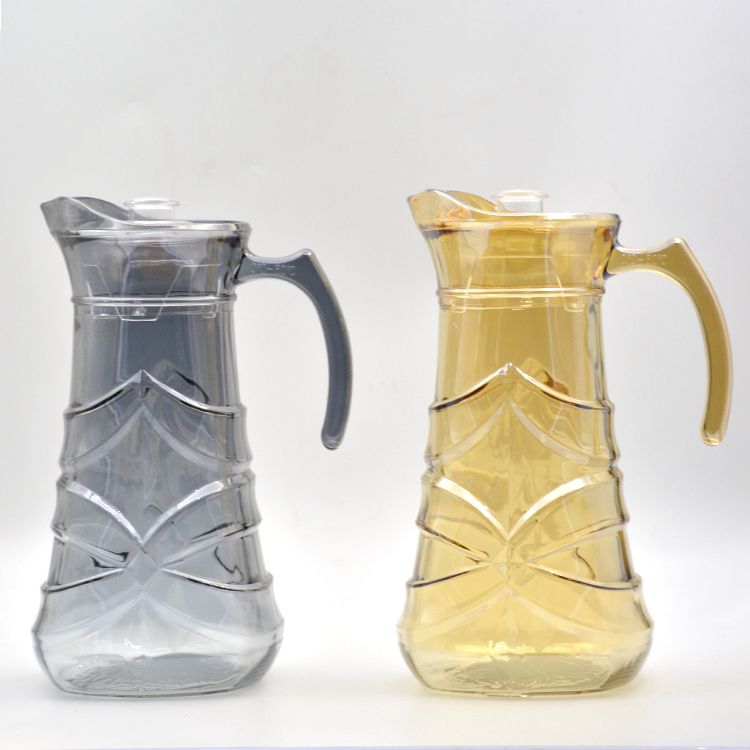 Household large-capacity glass cold water bottle for juice, J-138PAP electroplated colored glass cold water bottle Item Picture