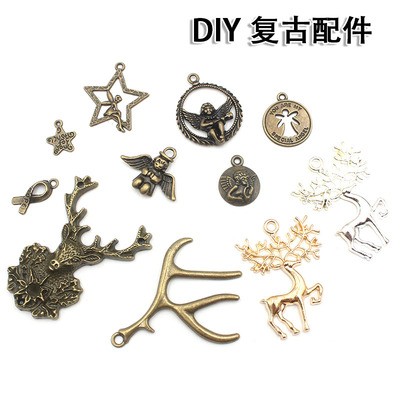 diy复古配件 手工diy饰品 手工串珠 复古天使人物星星 项链吊坠详情图1