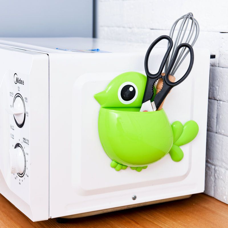 Cute and creative bird powerful suction cup toothbrush toothpaste rack storage box, bird toothbrush storage rack paper card Application Scenario