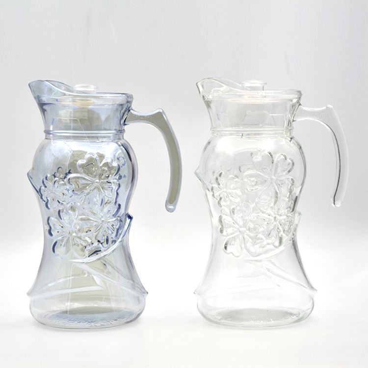 Household large-capacity glass cold water bottle for juice, J-136H6 electroplated colored glass cold water bottle