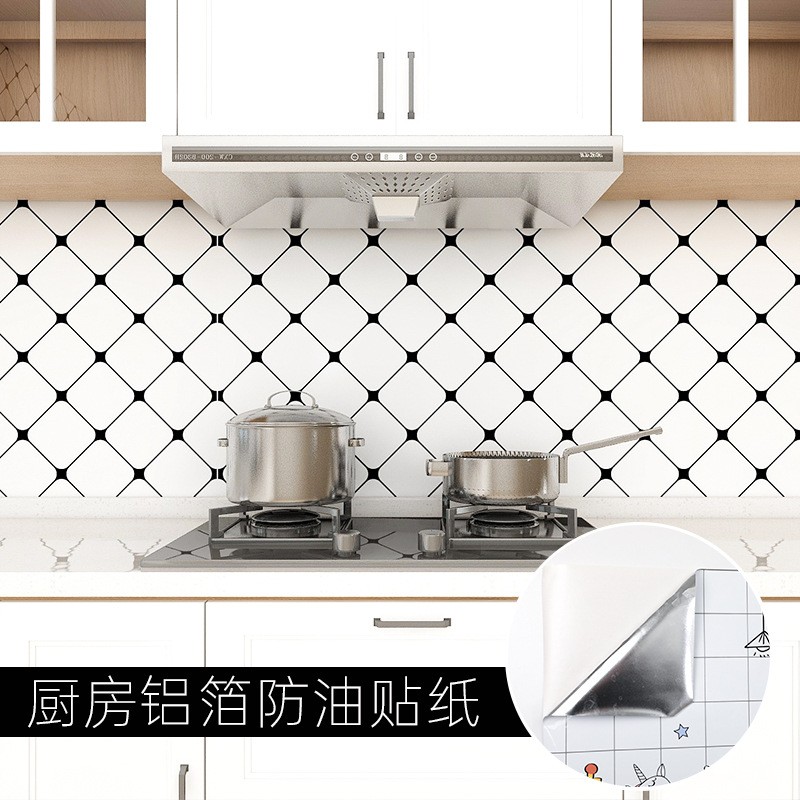 批发厨房防油贴纸PET铝箔防水灶台桌面墙壁纸自粘墙纸防刮耐磨详情图5