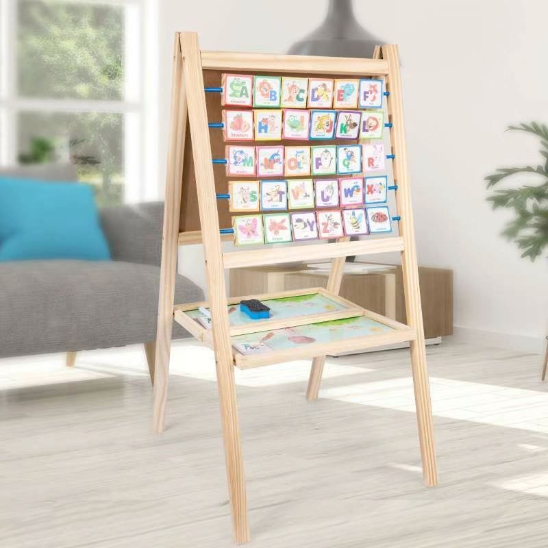The wooden toy educational multi-functional replica drawing board is highly entertaining, rich in colors, and can cultivate logical thinking ability. It is a parent-child game that exercises hand-eye coordination. Early education and enlightenment toys accompany you to success