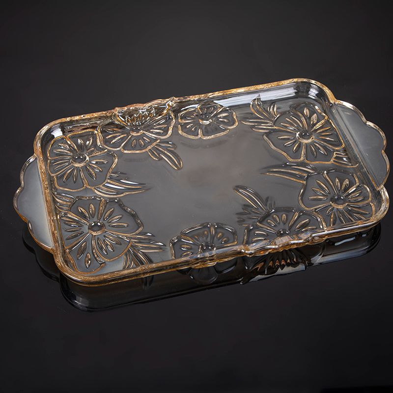 Tea cup set of 6 cups plus a tray of amber electroplated BMPE-HL05-6THP