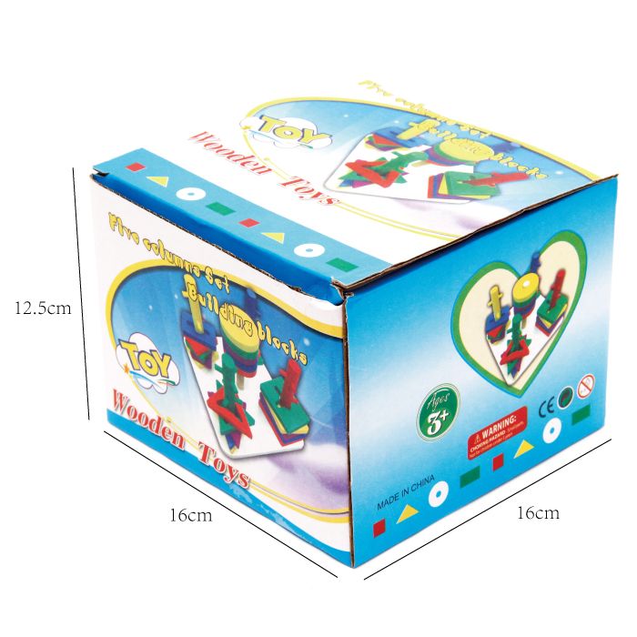 The wooden colorful five-column geometric building block set column is highly entertaining and rich in color. It can cultivate logical thinking ability, and is a parent-child game that exercises hand-eye coordination. It is an early education and enlightenment toy that accompanies your growth Item Picture