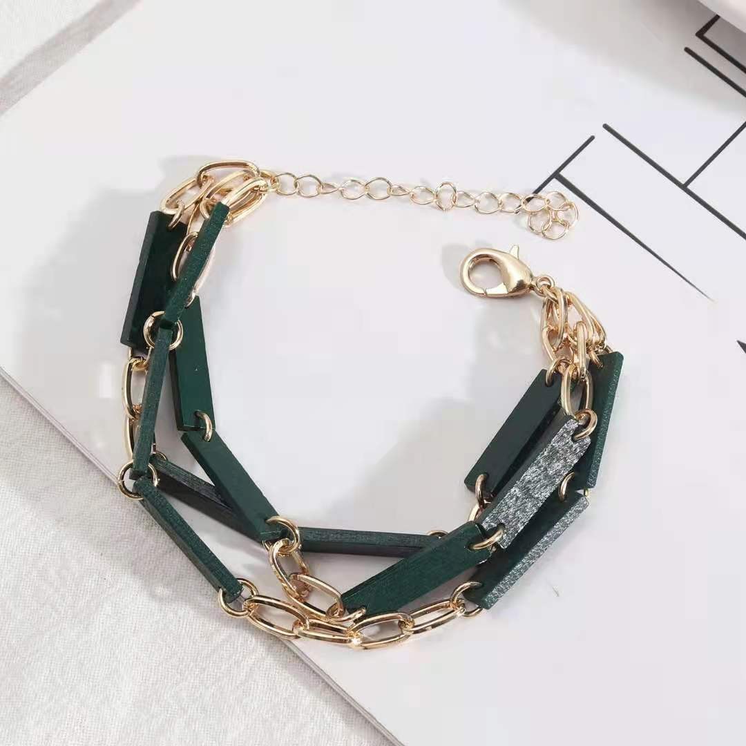 A fashionable, simple, cool and niche wooden bracelet with a European and American style detail image 1