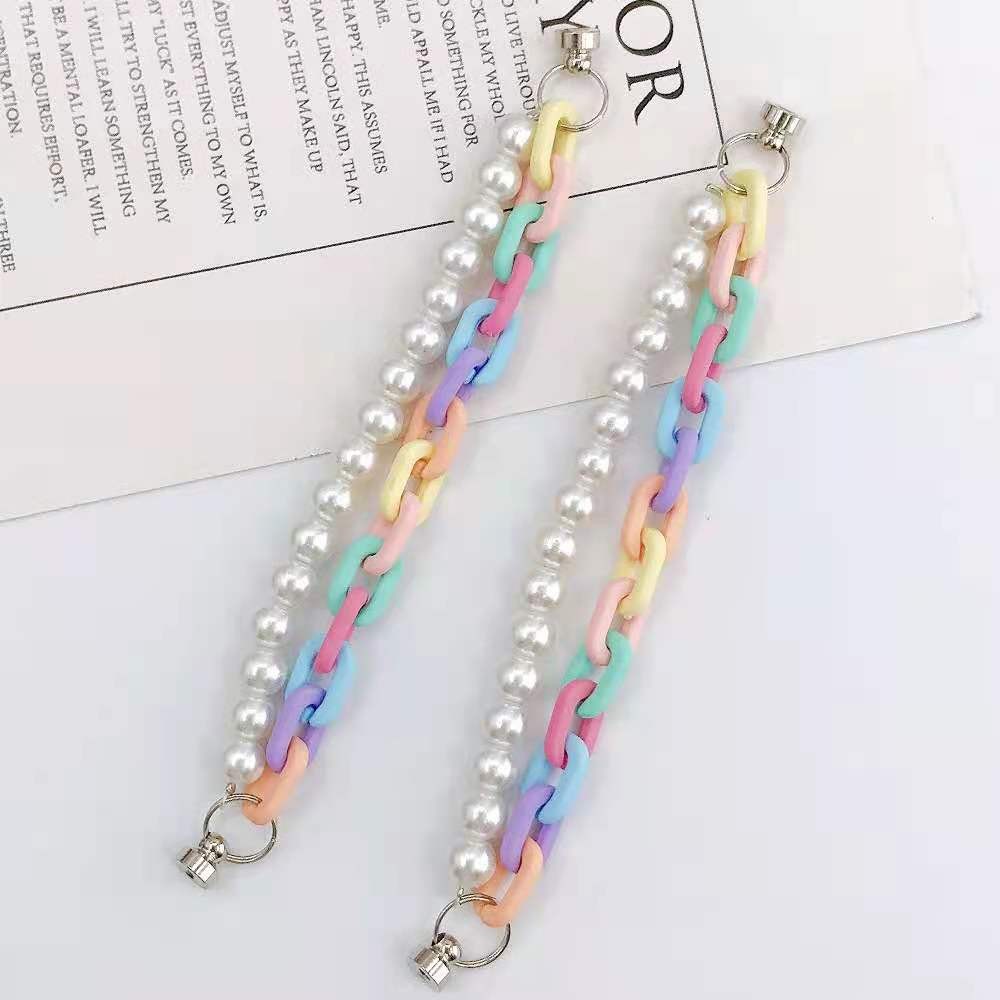 European and American fashionable seven-color acrylic plastic pearl candy-colored double-layered women's bracelet detail image 2
