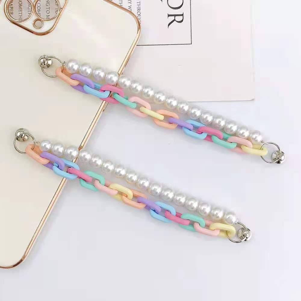 European and American fashionable seven-color acrylic plastic pearl candy-colored double-layered women's bracelet detail image 1