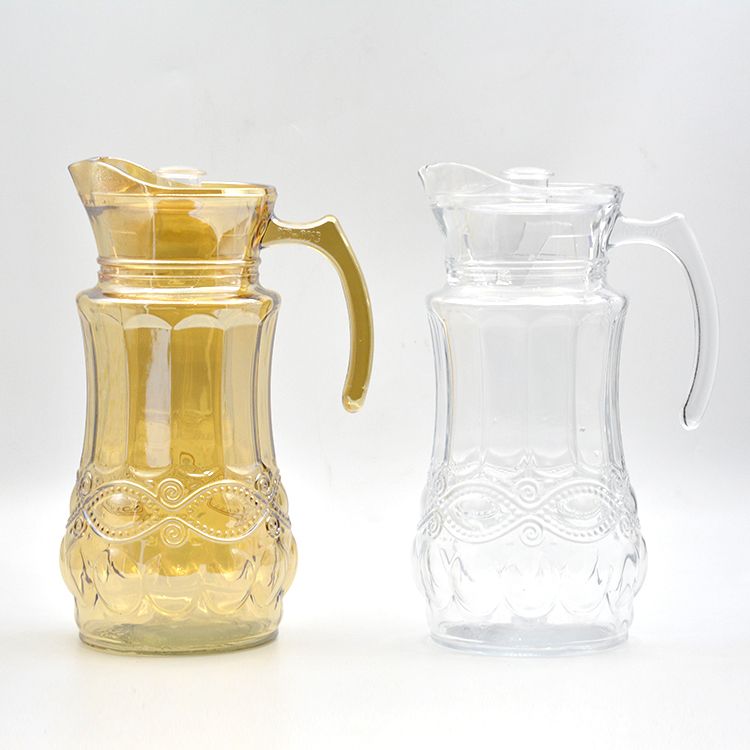 Household large-capacity glass cold water kettle, juice kettle J-135WFY electroplated colored glass water kettle details Picture