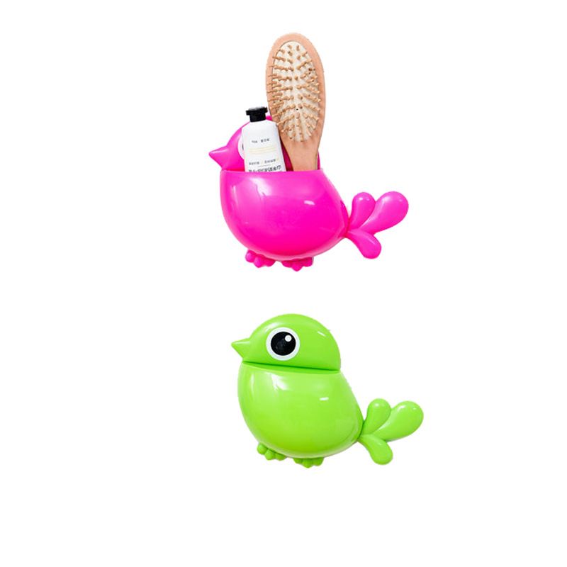 Cute and creative bird powerful suction cup toothbrush toothpaste rack storage box, bird toothbrush storage rack paper card Item Picture