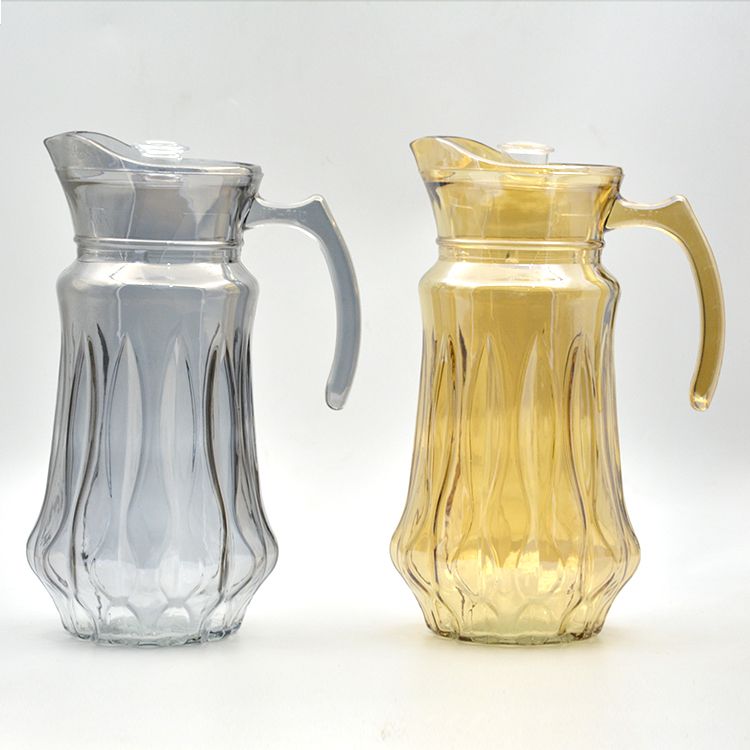 Household large-capacity glass cold water kettle, juice kettle J-135cl electroplated colored glass beverage kettle Item Picture