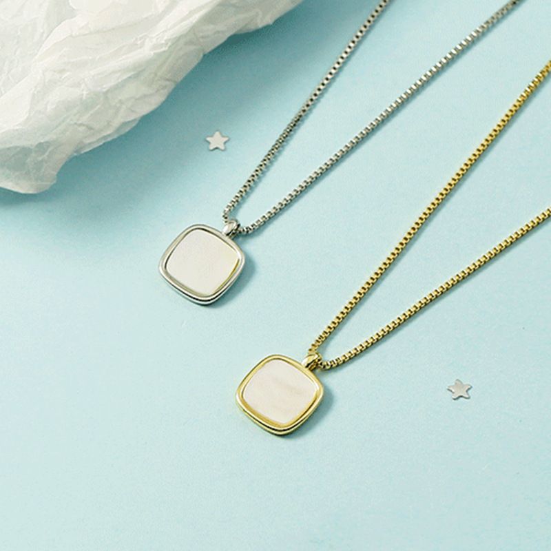 European and American fashionable inlaid sheet acrylic alloy square pendant women's necklace