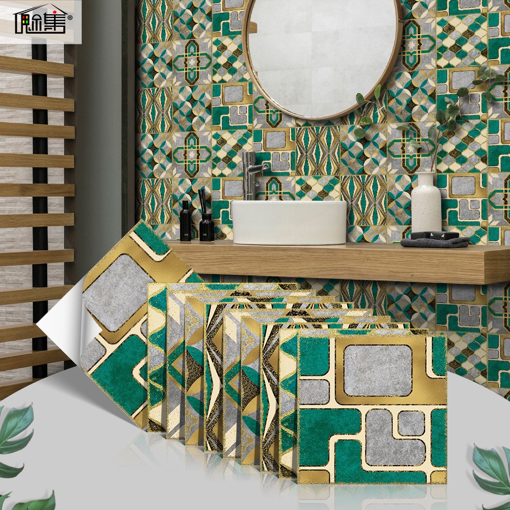 Mengruiya non-stick stickers for rental house renovation cabinets, glue-free wall paper, Pop Art Gold HT44 detail image 3