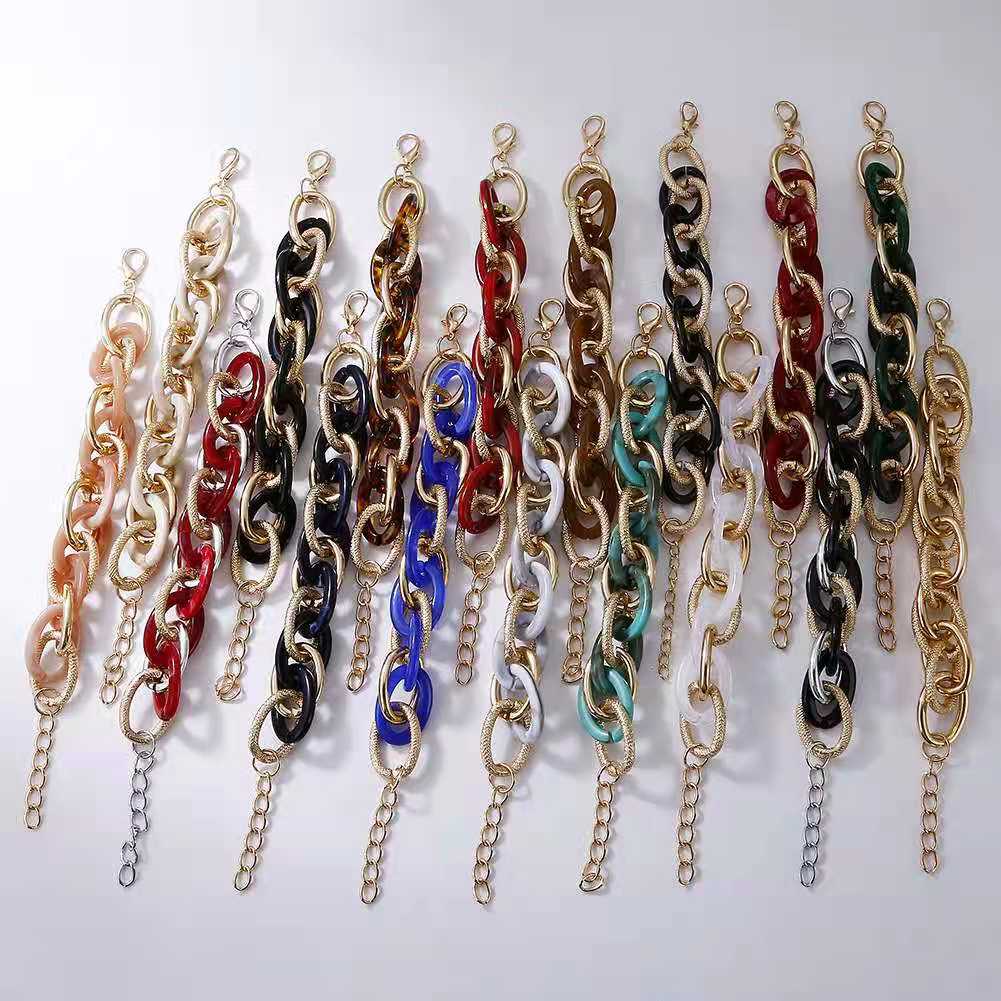 European and American fashionable seven-color acrylic aluminum chain double-piece women's dazzling bracelet