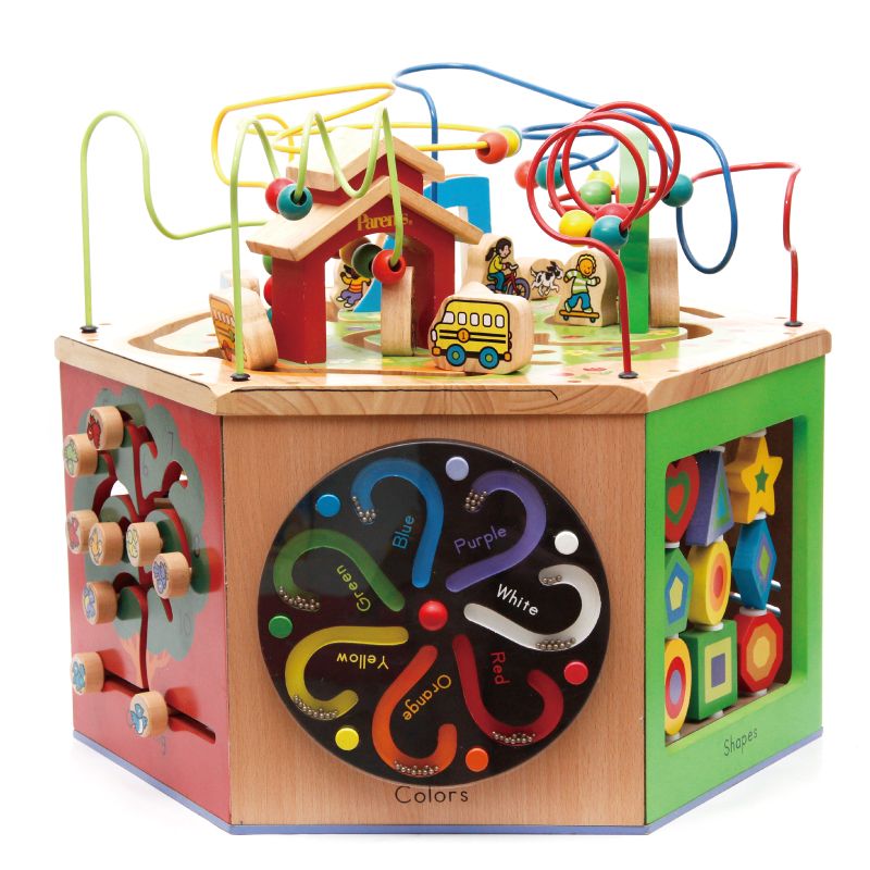 This wooden toy is a multi-functional six-sided bead game with strong fun and rich colors. It helps cultivate logical thinking ability and is a parent-child game that exercises hand-eye coordination. It is an early education and enlightenment toy details Picture