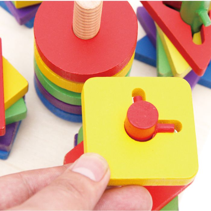 The wooden colorful five-column geometric building block set column is highly entertaining and rich in color. It can cultivate logical thinking ability, and is a parent-child game that exercises hand-eye coordination. It is an early education and enlightenment toy that accompanies your growth Application Scenario