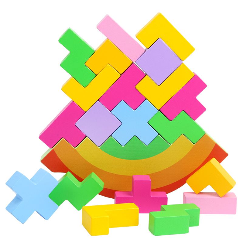 The wooden toy Tetris balance game is highly entertaining, with rich colors. It helps cultivate logical thinking ability. The parent-child interactive game exercises hand-eye coordination. Early education and enlightenment toys accompany you to success