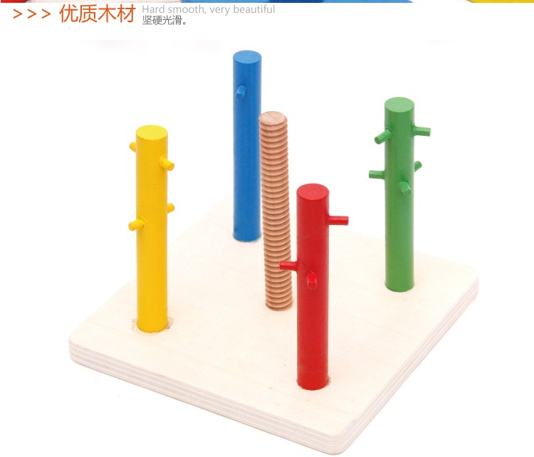 The wooden colorful five-column geometric building block set column is highly entertaining and rich in color. It can cultivate logical thinking ability, and is a parent-child game that exercises hand-eye coordination. It is an early education and enlightenment toy that accompanies your growth detail image 6