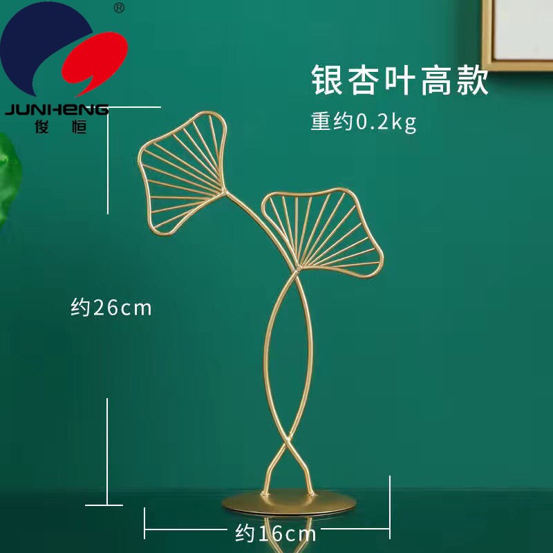 Nordic light luxury golden ironwork ginkgo leaf ornaments, living room wine cabinet tabletop decoration handicrafts display pic 4
