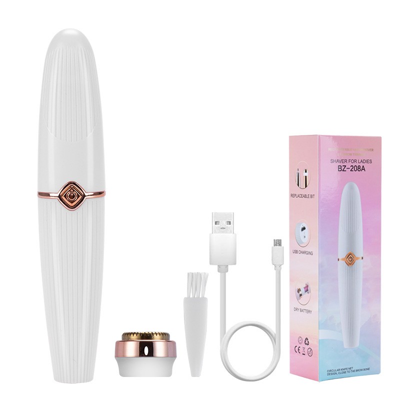 2021 Cross-border New Women's Hair Remover 2-in-1 Lipstick Hair Remover Mini Facial Hair Remover Electric Eyebrow Trimmer detail image 1