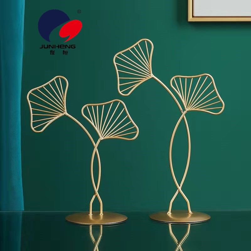 Nordic light luxury golden ironwork ginkgo leaf ornaments, living room wine cabinet tabletop decoration handicrafts display pic 2
