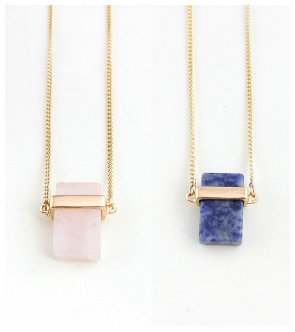 A rectangular natural rose quartz necklace set with a high-end and niche design for European and American export jewelry detail image 3