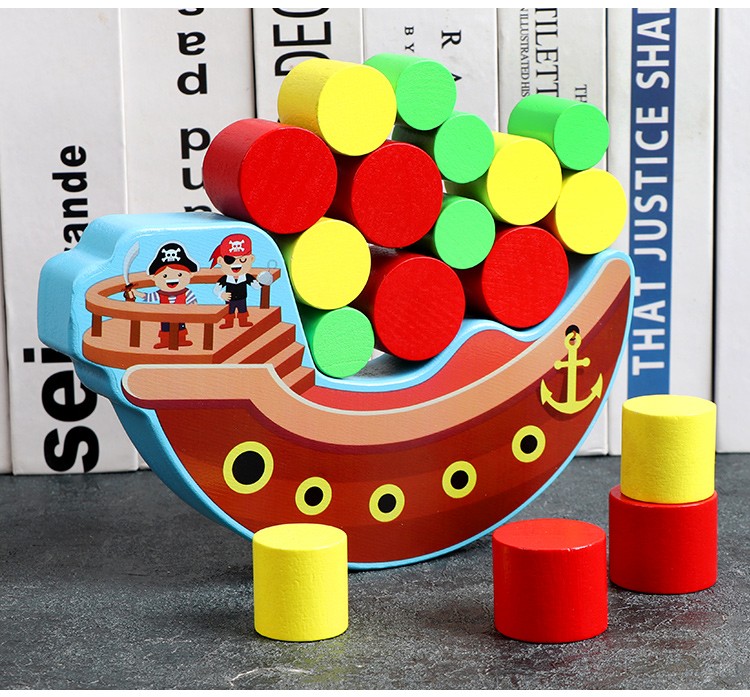 木制玩具 益智海盗船平衡游戏 趣味性强 色彩丰富 逻辑思维能力培养 亲子互动游戏  锻炼手眼协调能力 早教启蒙玩具伴你成详情图10