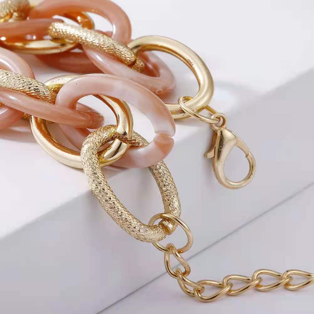 European and American fashionable seven-color acrylic aluminum chain double-piece women's dazzling bracelet detail image 1