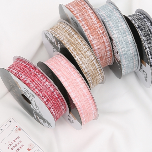 2 Korean yarn cm check with thread with DIY making 1 cm 3 zoned special lace polyester thread grey bright red printing English alphabet printing five-pointed star screen printing Heat transfer digital printing io