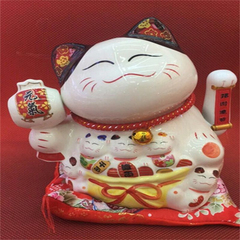 Nantai white porcelain naughty cute waving cat electromagnetic version