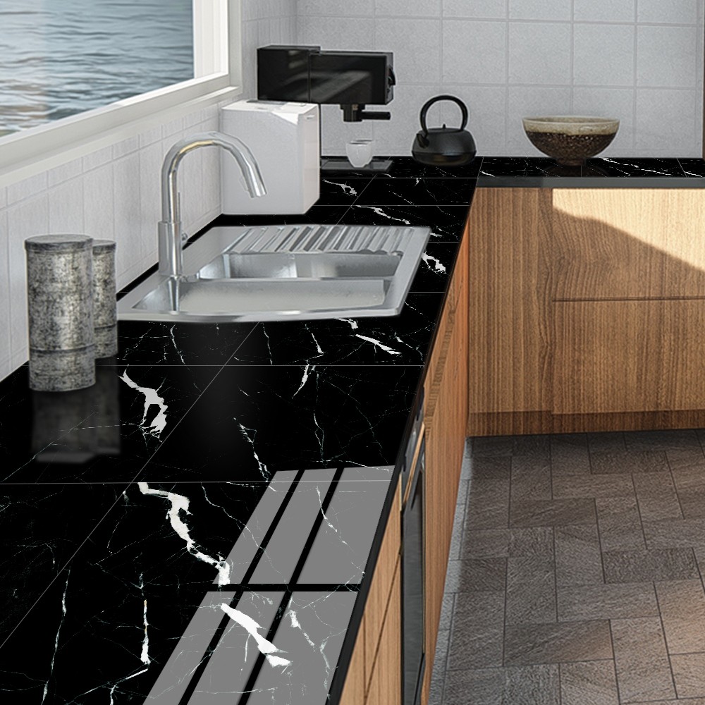 AMJ's new square marble tile self-adhesive paper kitchen stove, living room and bedroom decorative wall stickers detail image 3