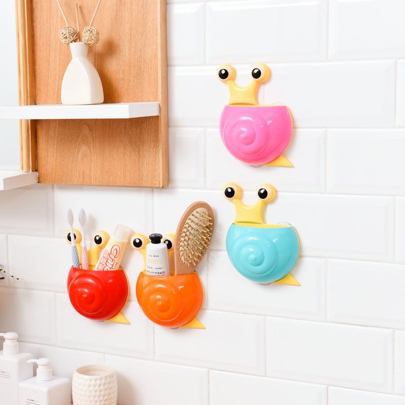 Cross-border supply snail toothbrush and toothpaste rack, cute cartoon suction cup storage rack, creative animal suction cup toothbrush rack, bagged details Picture