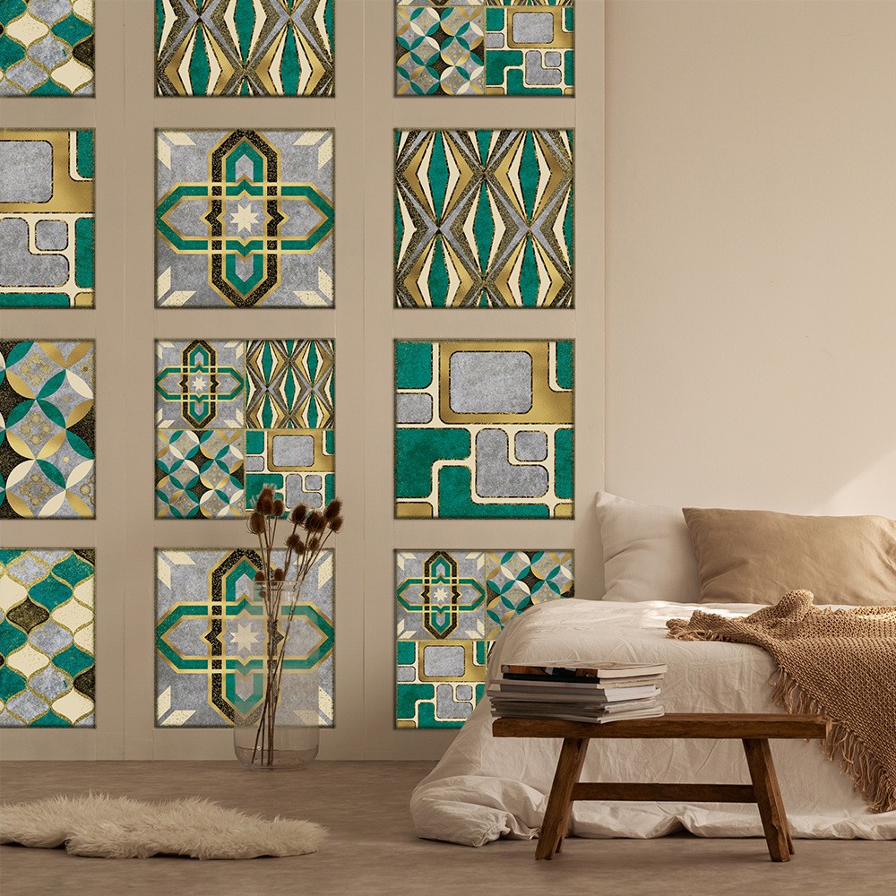 Mengruiya non-stick stickers for rental house renovation cabinets, glue-free wall paper, Pop Art Gold HT44 detail image 1
