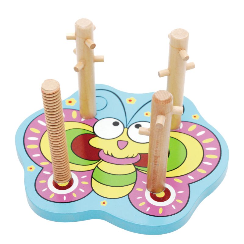 The wooden educational butterfly-shaped geometric column is highly entertaining and colorful. It helps cultivate logical thinking ability. It is a parent-child game that exercises hand-eye coordination. It is an early education and enlightenment toy that accompanies your growth details Picture