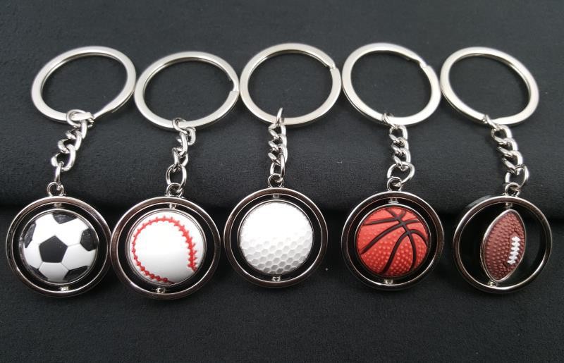 厂家批发篮球足球高尔夫钥匙扣纪念品礼品留念品可转动球类钥匙链详情图2
