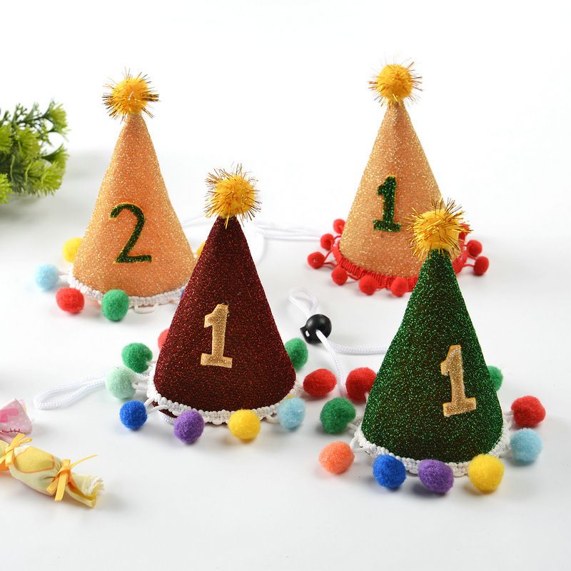 新款欧美宠物卖萌可爱闪光头饰 厂家直销派对装扮生日帽厂家装饰配件 服装饰品毛球帽