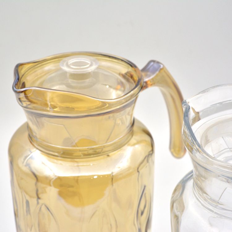 Household large-capacity glass cold water bottle, juice bottle J-153DJ electroplated colored glass cold water bottle Item Picture