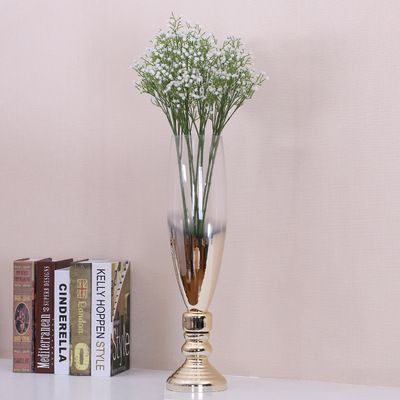 Supply long transparent glass simulation flower vase crafts home glass flower arranger wholesale