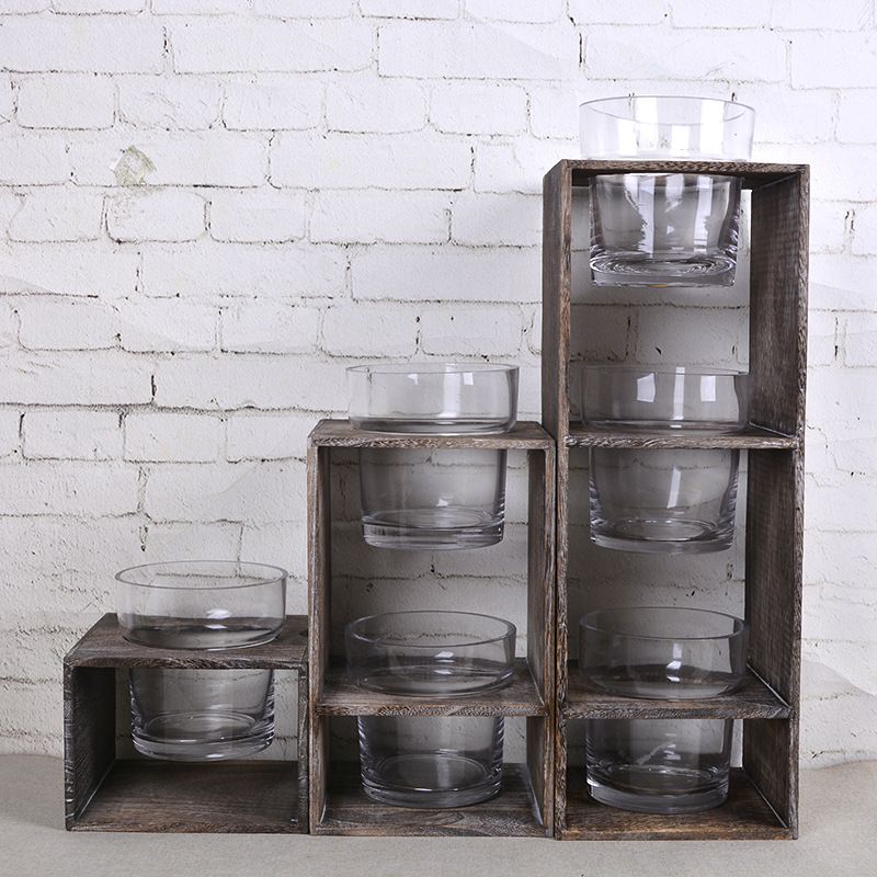 European wooden grid base wooden support vase decorative arts and crafts creative flower arrangement transparent glass vase decoration manufacturers wholesale thumbnail