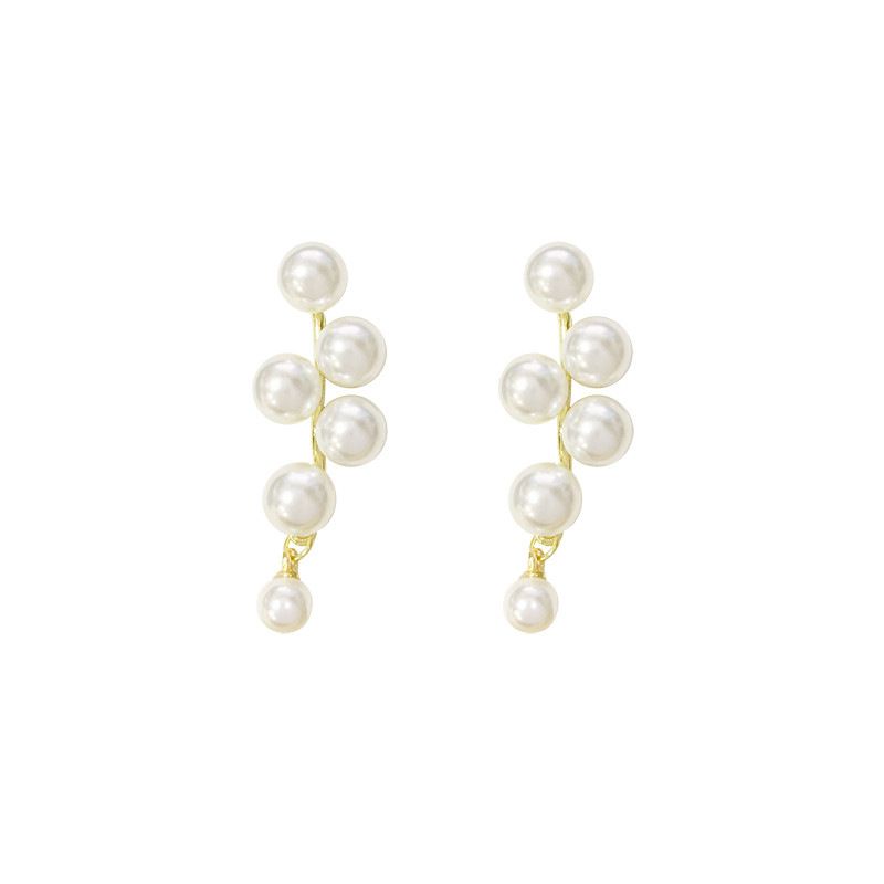 Korean-style cute pearl long women's cold design style earrings