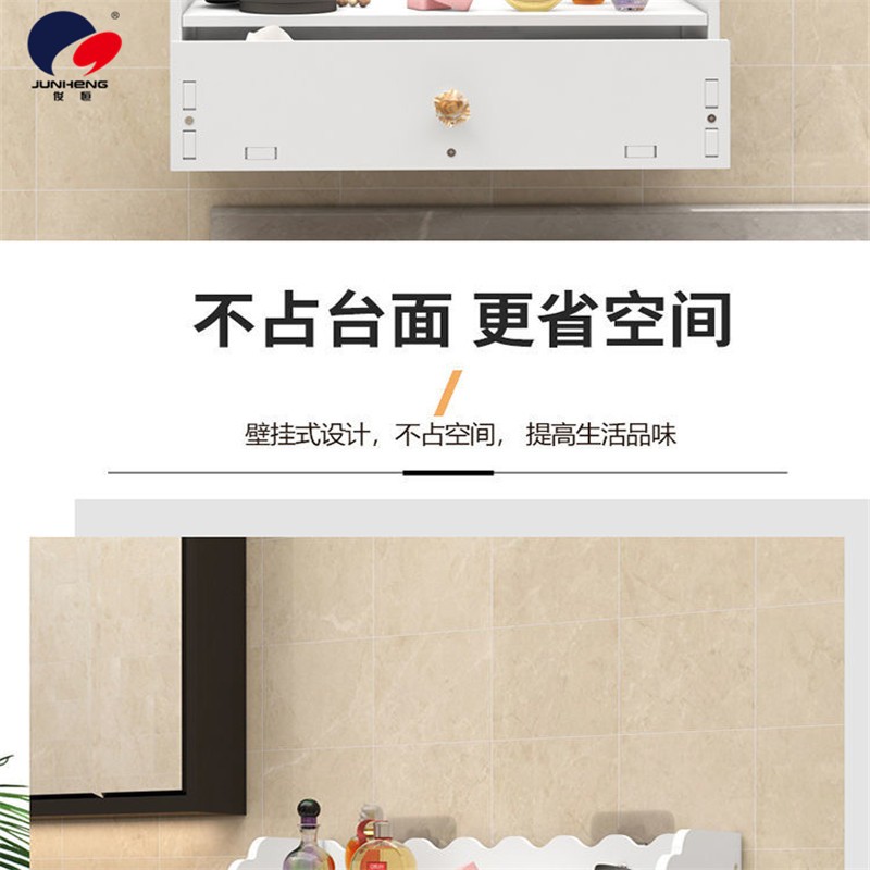 卫生间浴室镜子带置物架小户型洗手间厕所洗漱台圆镜挂墙式免打孔详情图4